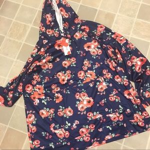 3XL Floral Hooded Pullover Sweatshirt NWT